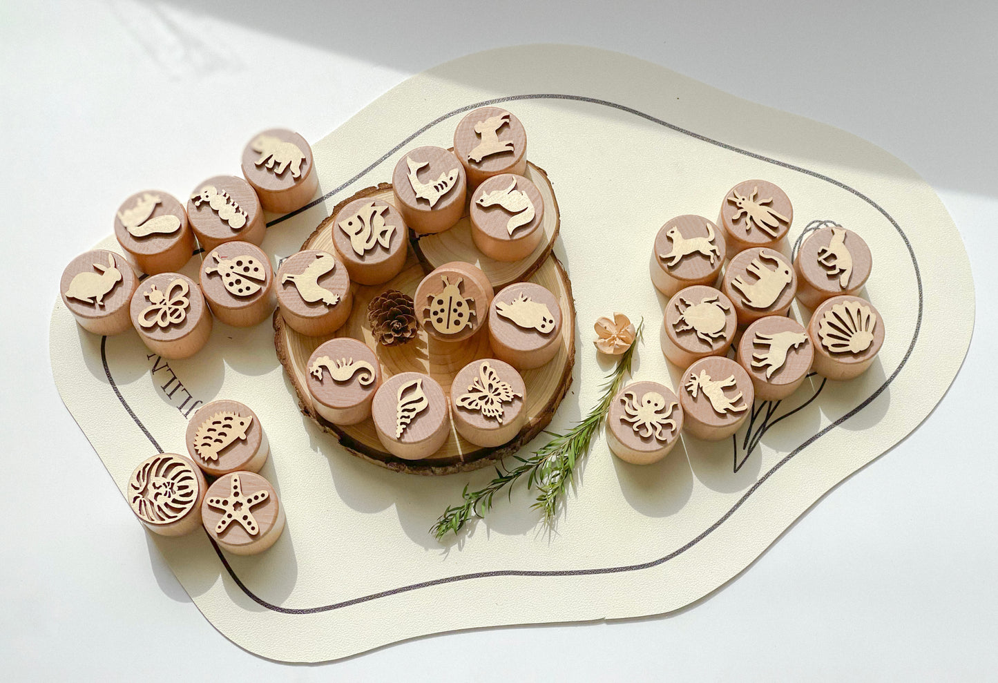 28 Nature-Inspired Wooden Clay Stamp Set - DIY Kit for Dough & Clay Press (Certified Beechwood)