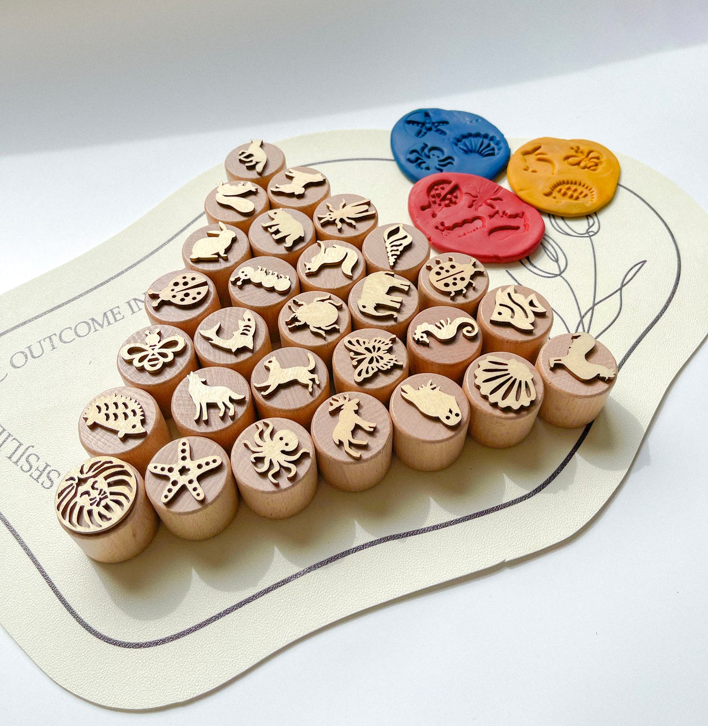 28 Nature-Inspired Wooden Clay Stamp Set - DIY Kit for Dough & Clay Press (Certified Beechwood)